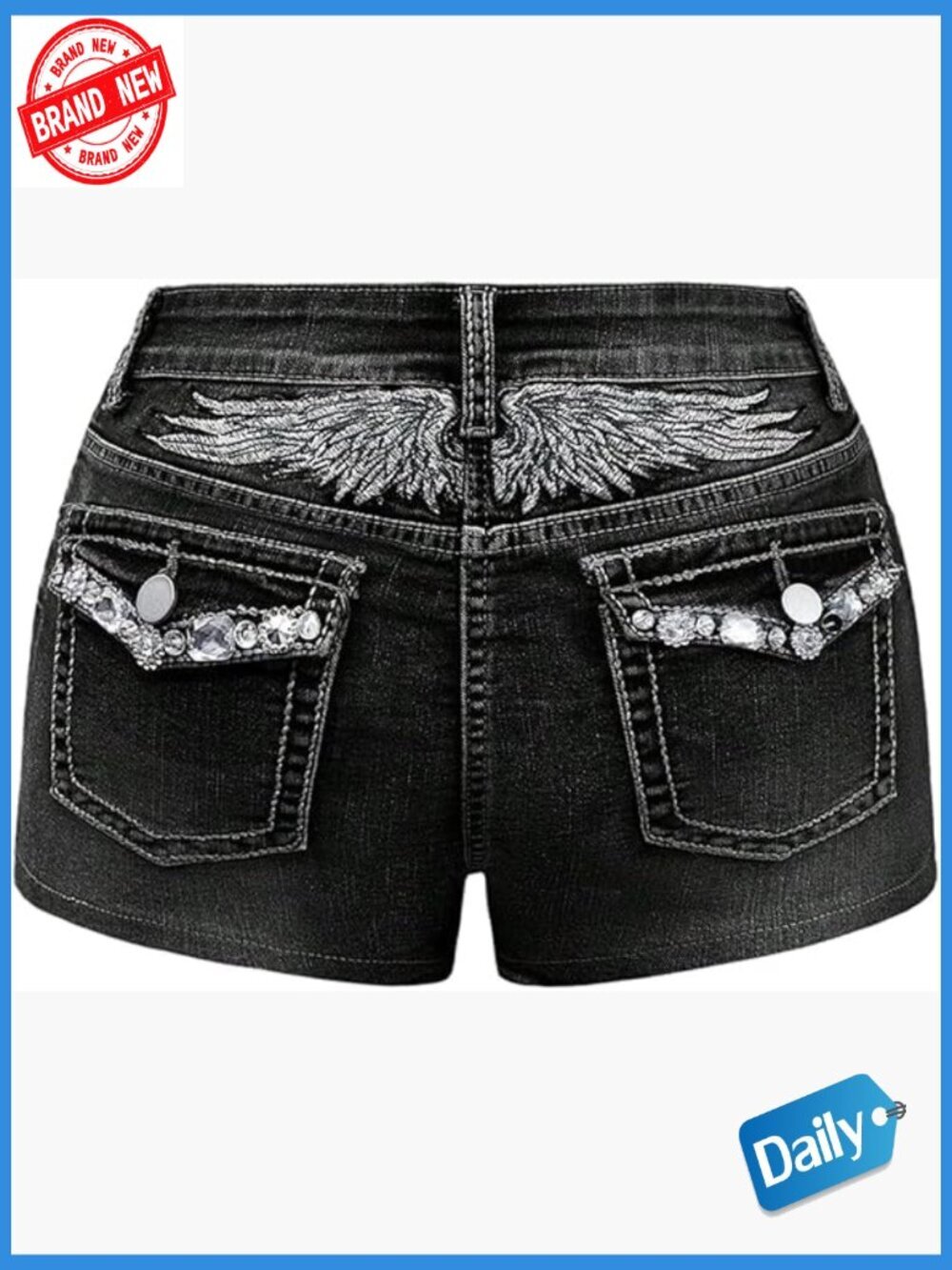 Y2k Rhinestone Denim Shorts Punk Skinny Mini Jean Shorts Rave Festival